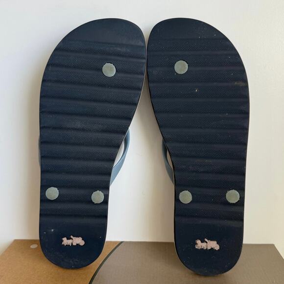 Coach Blue/Brown Floral Women Slides Flip Flops- SZ 9/10 - Picture 7 of 8